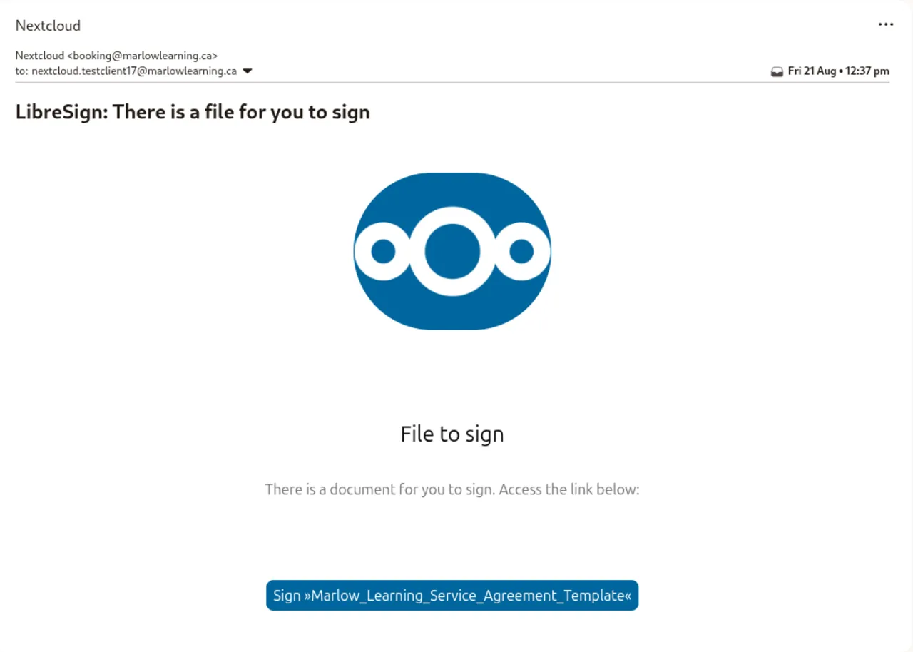 LibreSign email link